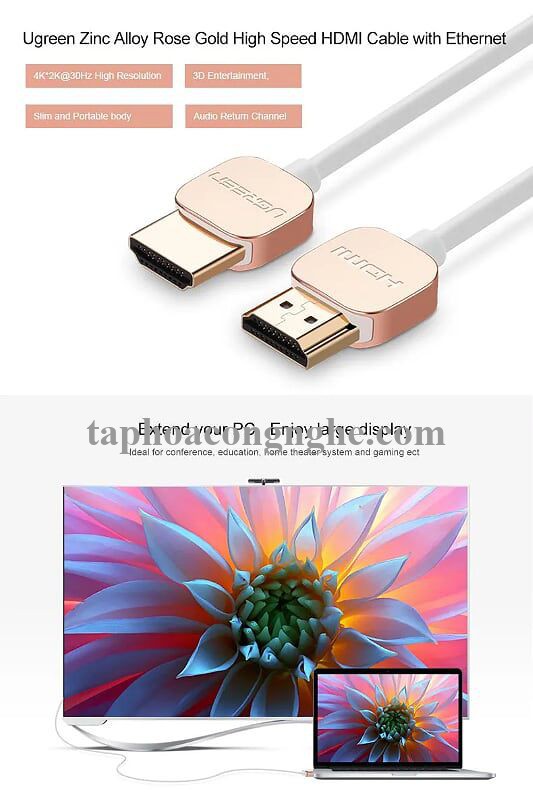 Ugreen 10473 0.5M Hdmi Cable Ultra Slim Version 2.0 19 + 1 HD117 30010473